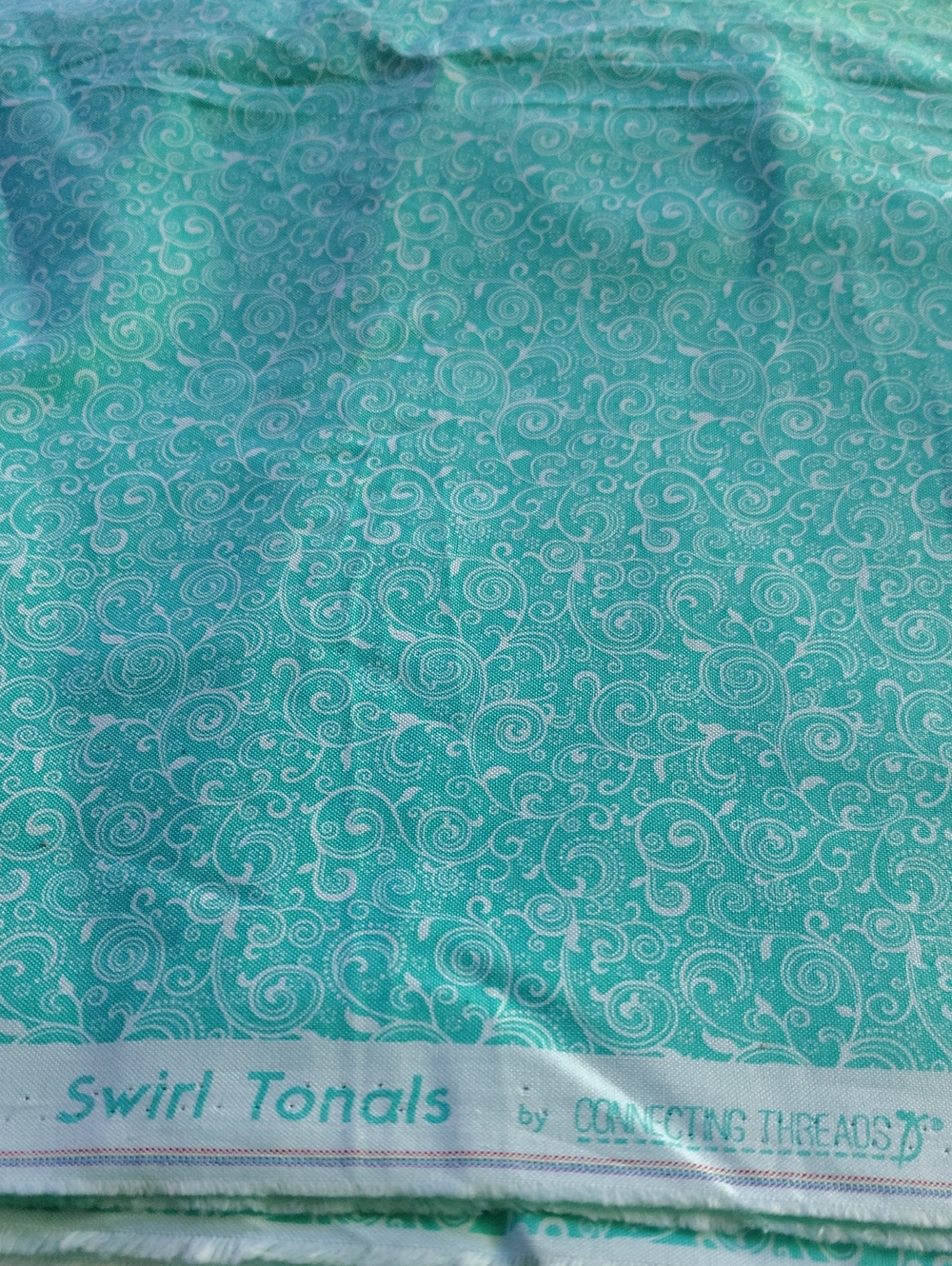Swirl Tonals Teal Fabric by Connecting Threads 44 Wide By 3 Yds
